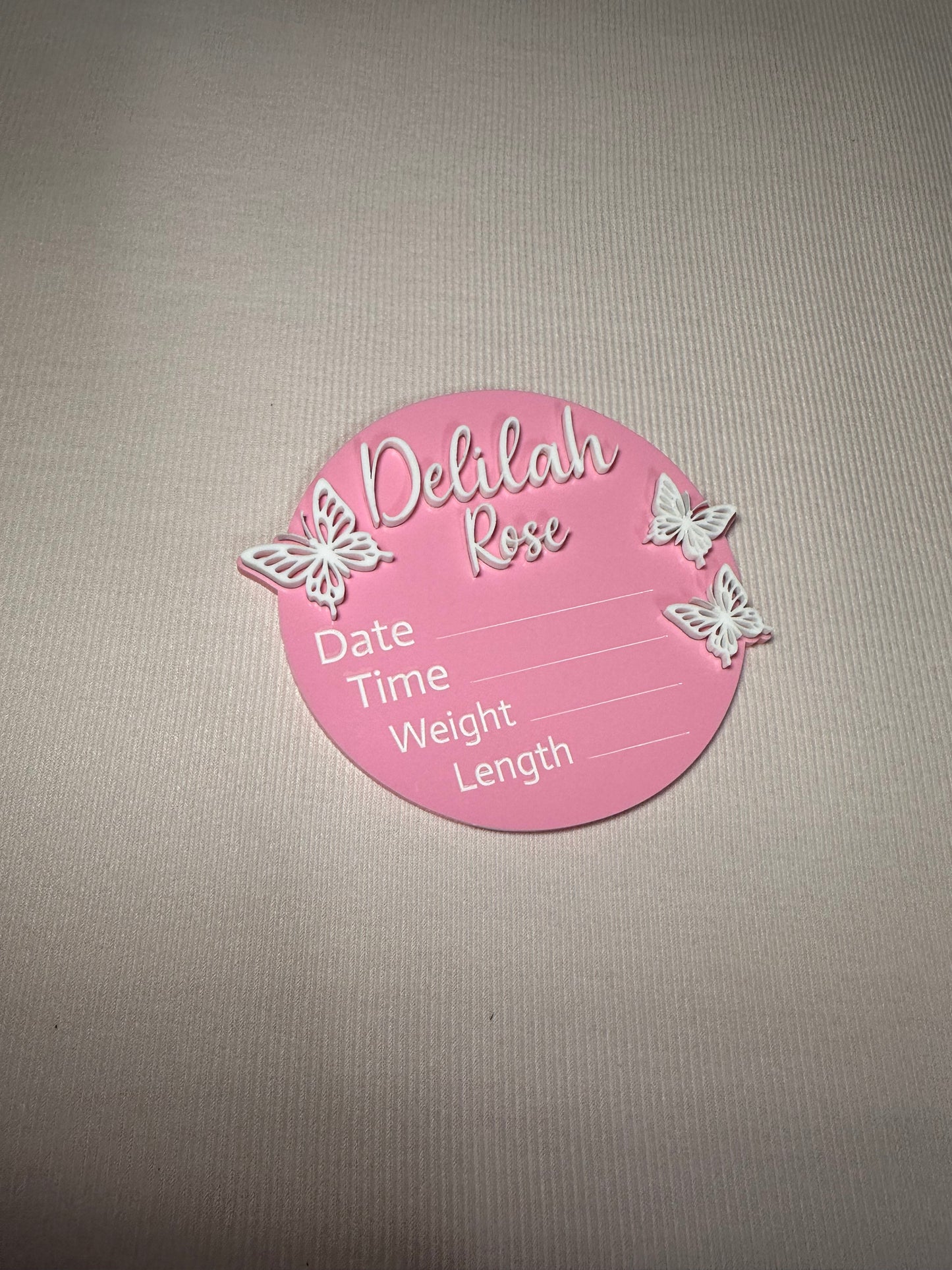 Personalised Acrylic Birth Plaque β Butterfly Design
