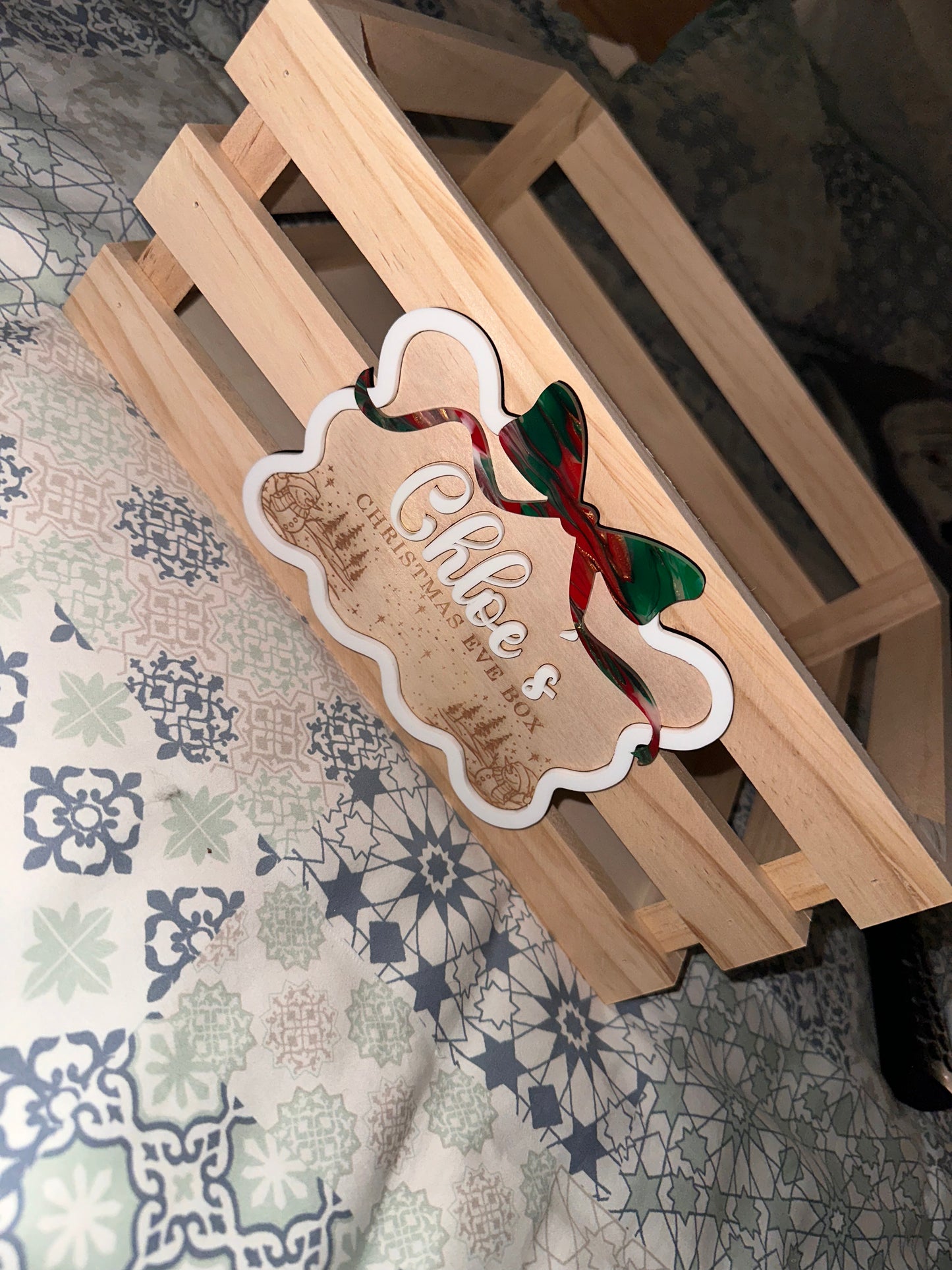 Personalized Christmas Eve Box Plaque - Acrylic and Wood Sign - SIGN ONLY