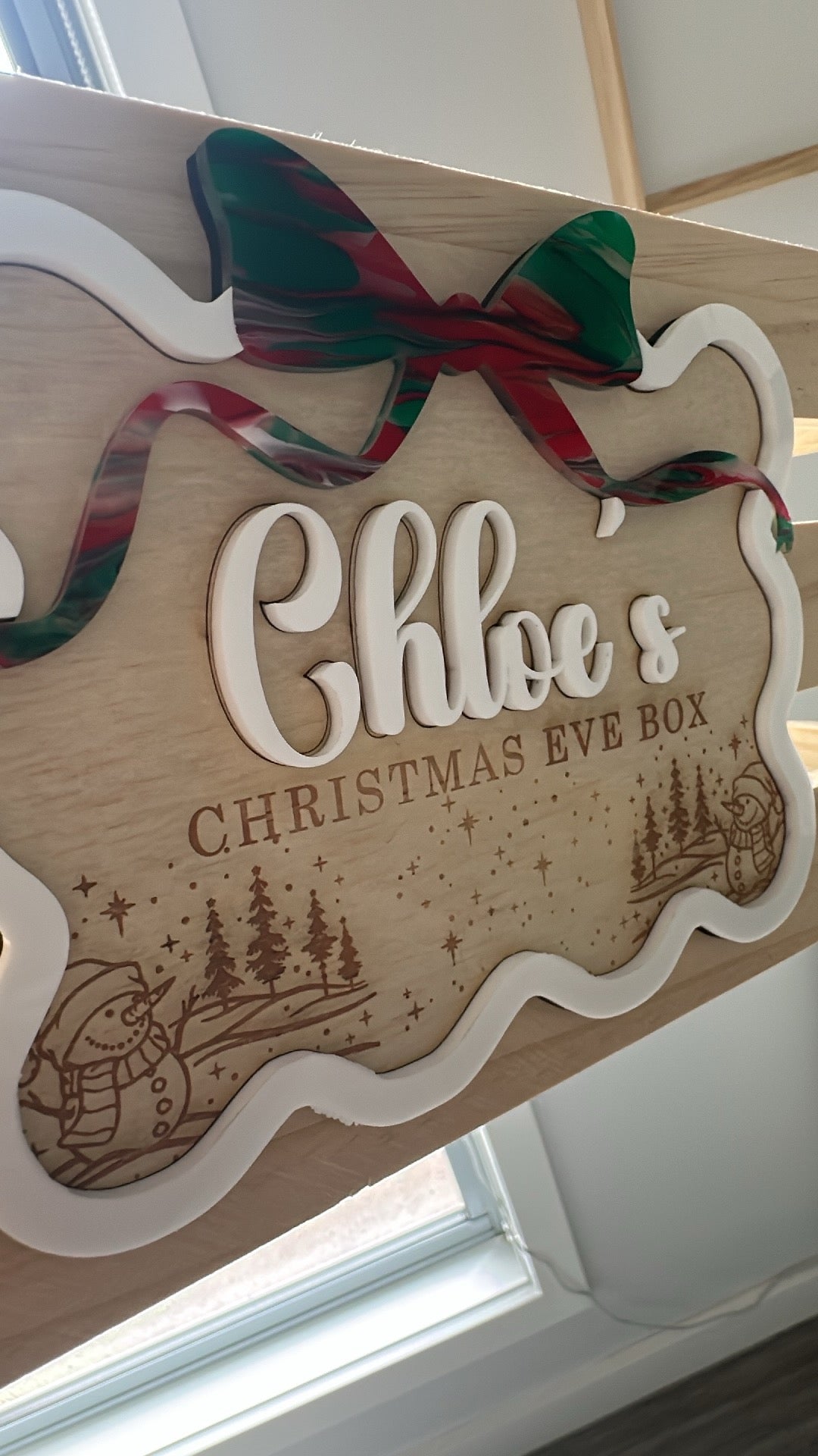 Personalized Christmas Eve Box Plaque - Acrylic and Wood Sign - SIGN ONLY