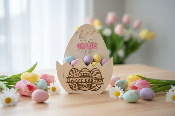 Personalised Wooden Cracked Easter Egg Gift