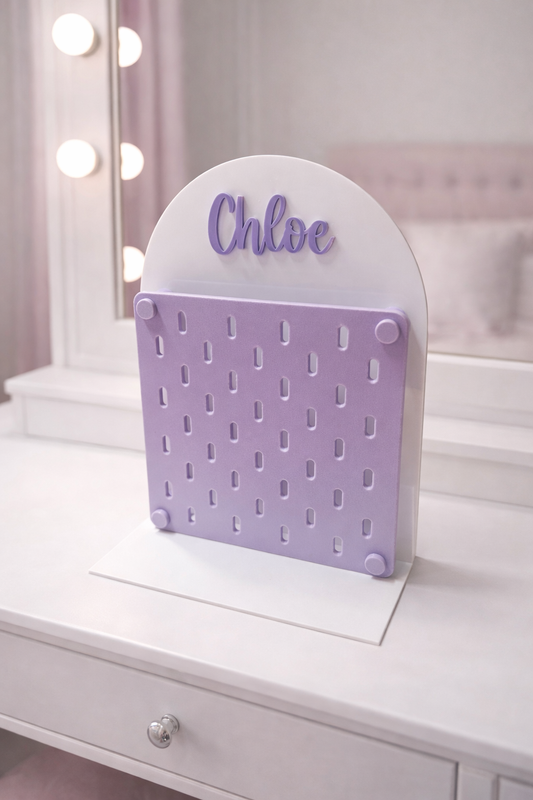 Personalised Acrylic Pegboard Stand – Includes 4 Small Storage Boxes