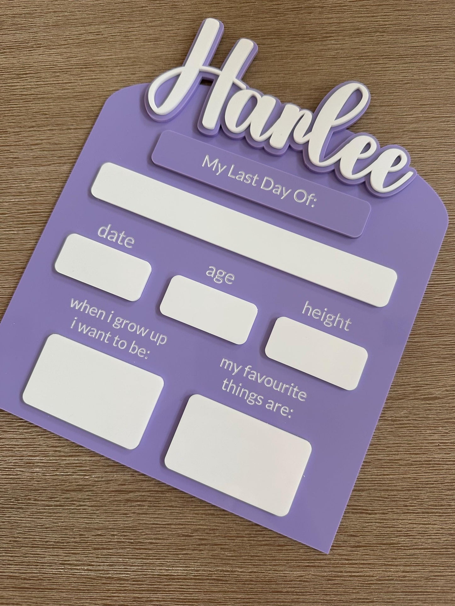 Personalised Acrylic First & Last Day Board
