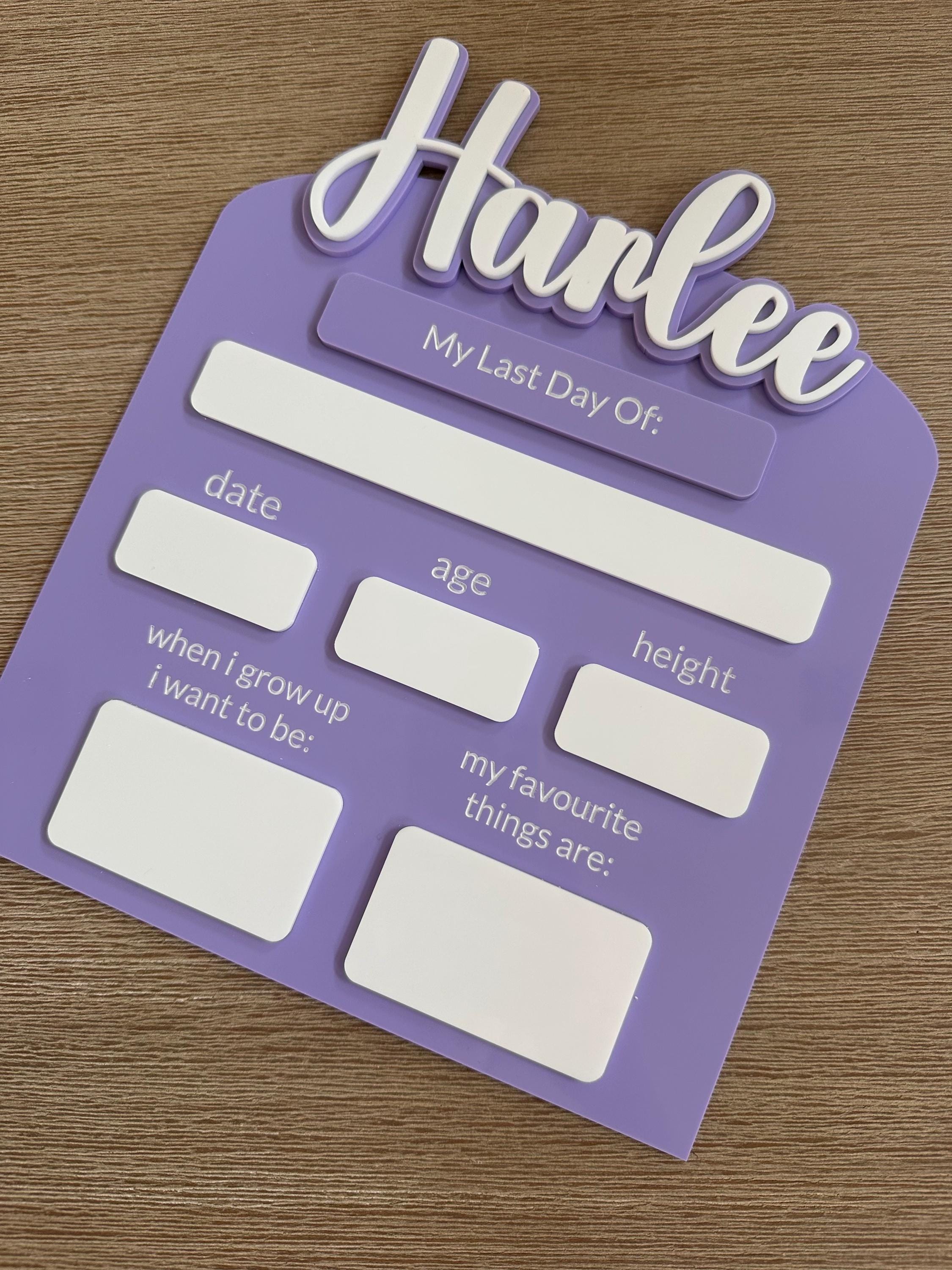 Personalised Acrylic First & Last Day Board