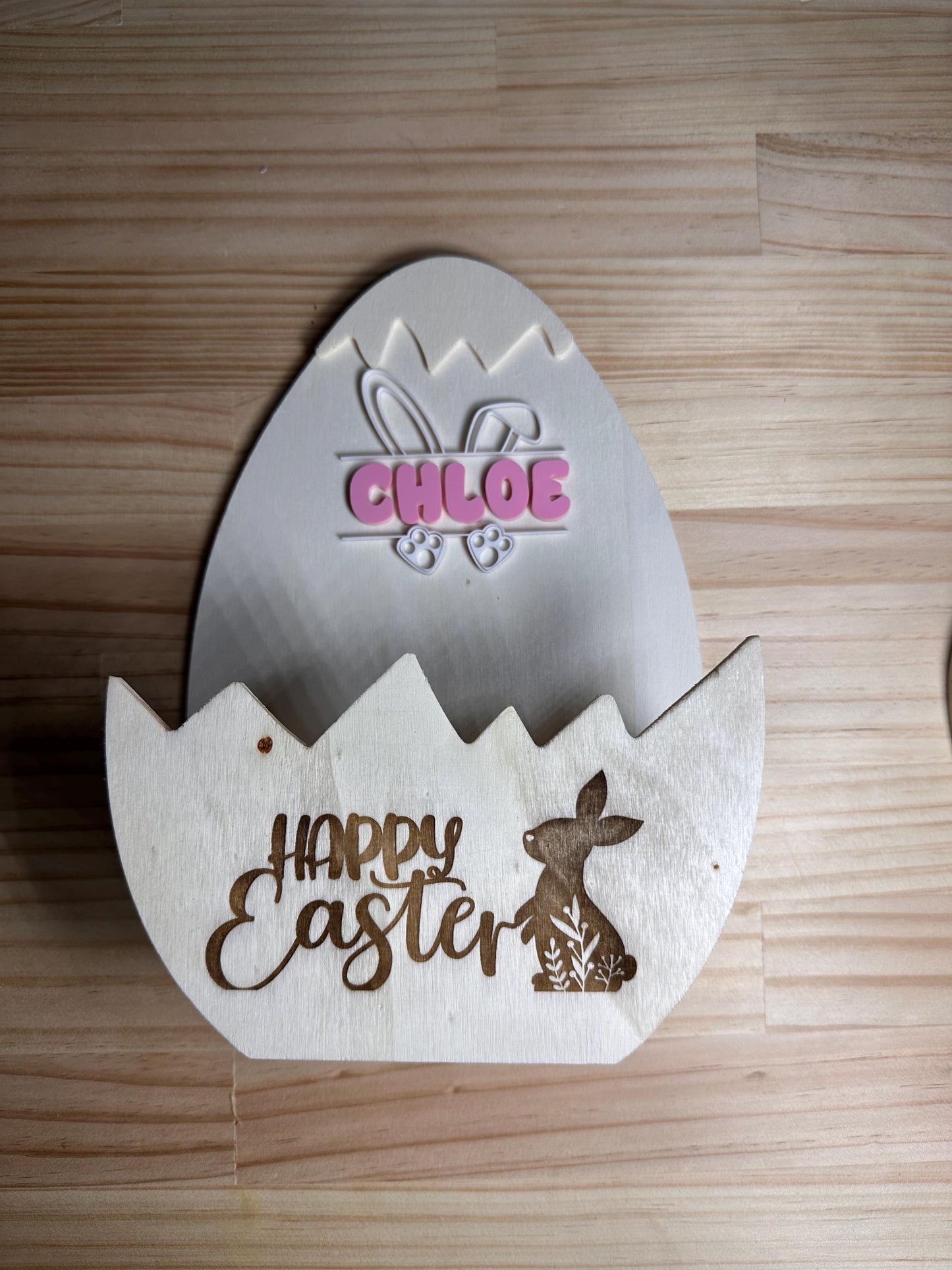 Personalised Wooden Cracked Easter Egg Gift