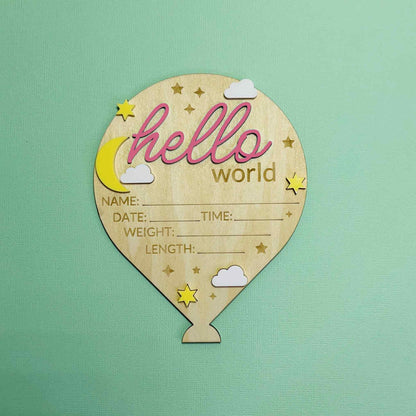 Hot Air Balloon Baby Announcement Plaque