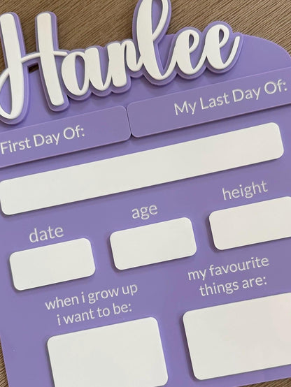 Personalised Acrylic First & Last Day Board
