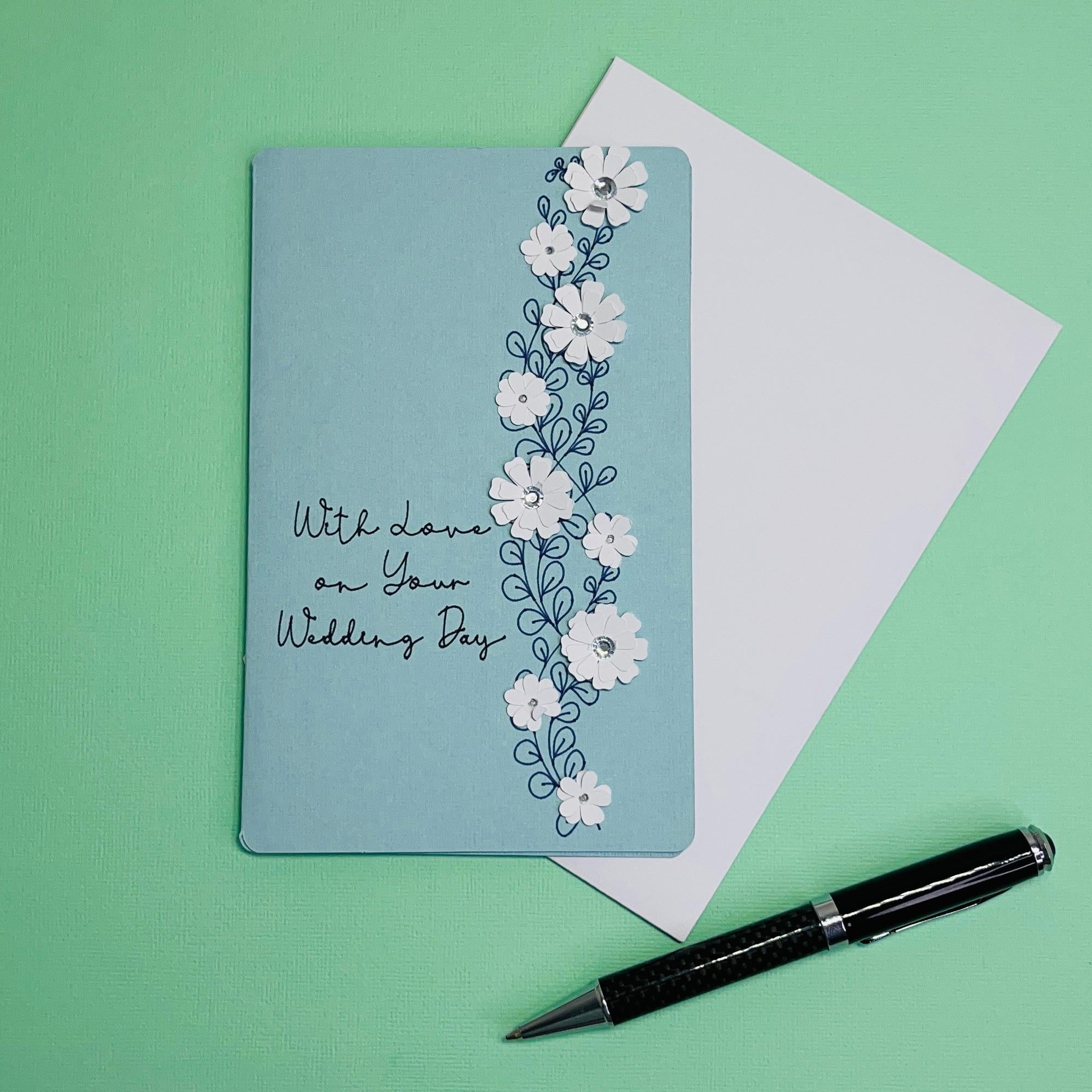 Handmade Floral Wedding Card