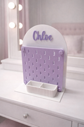 Personalised Acrylic Pegboard Stand – Includes Trinket Box and 6 Hooks