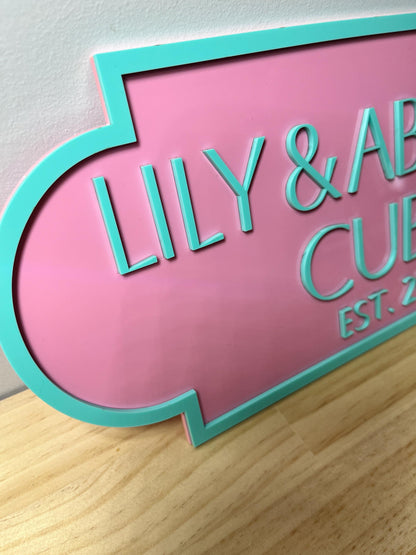 Large Acrylic Personalised Cubby House Sign