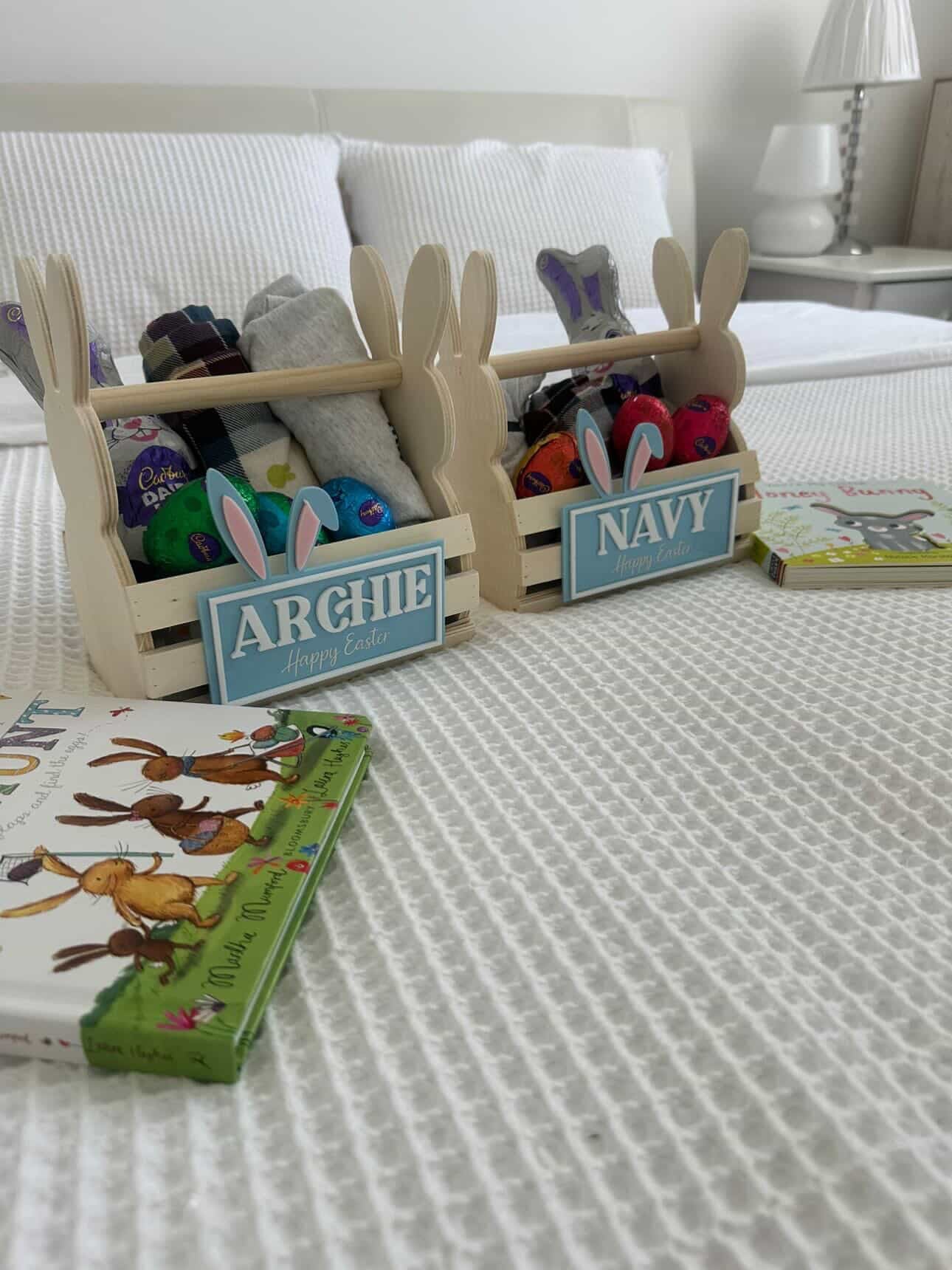 Personalised Easter Bunny Crate with Name Plaque