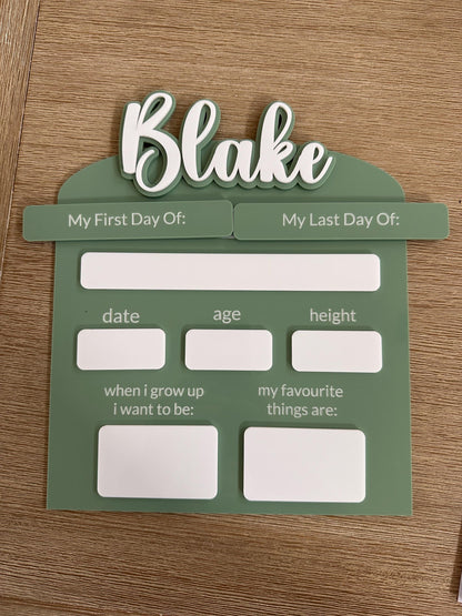 Personalised Acrylic First & Last Day Board