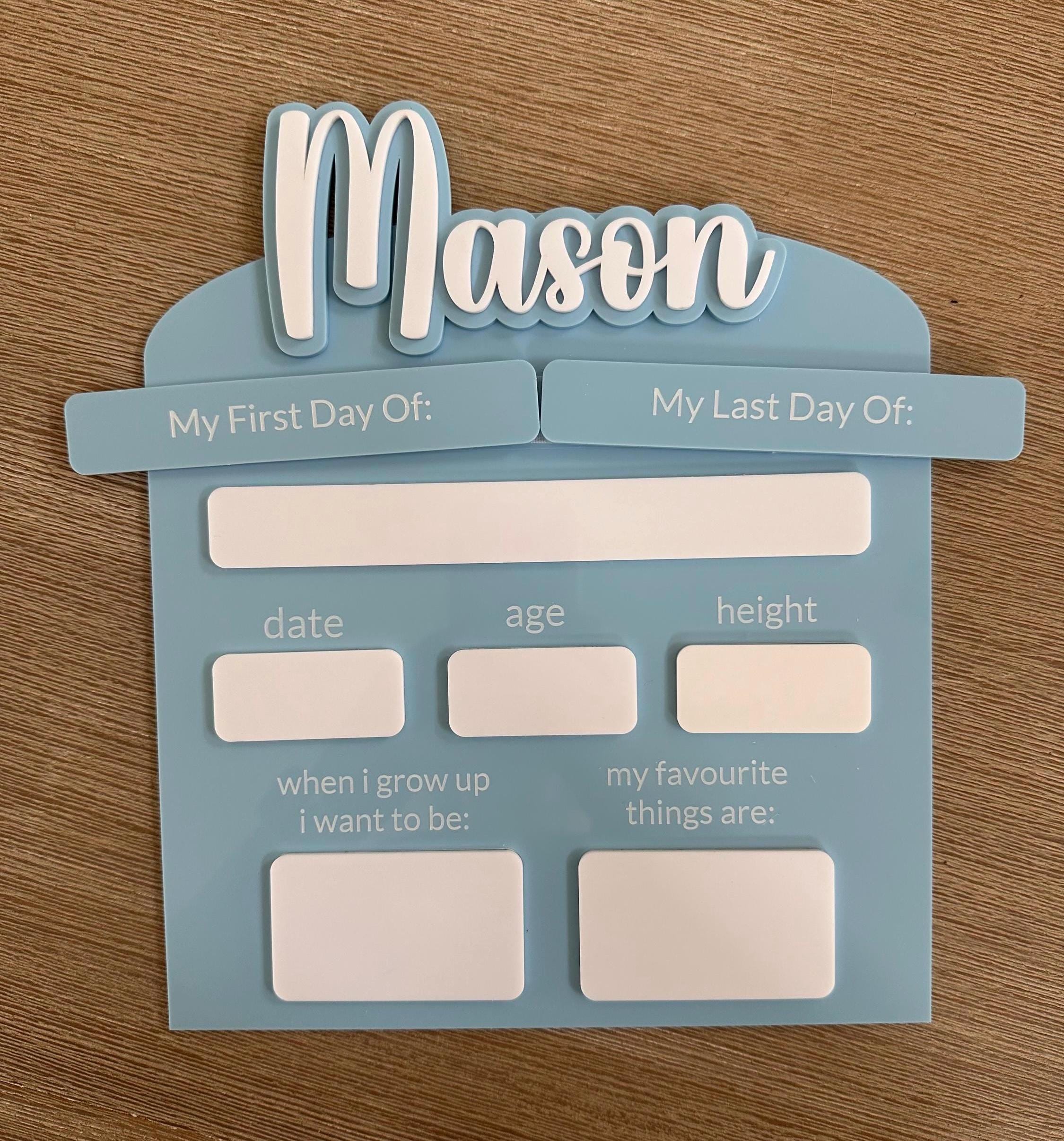 Personalised Acrylic First & Last Day Board