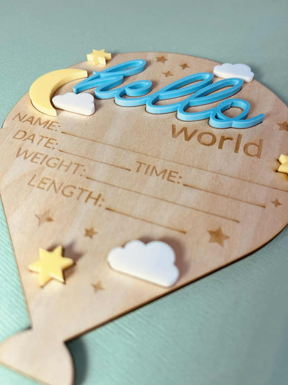 Hot Air Balloon Baby Announcement Plaque