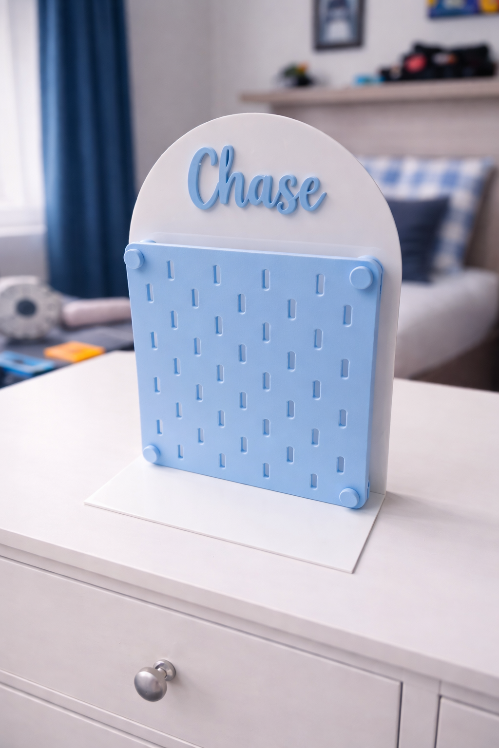 Personalised Acrylic Pegboard Stand – Includes 10 Shelves for Small Figures