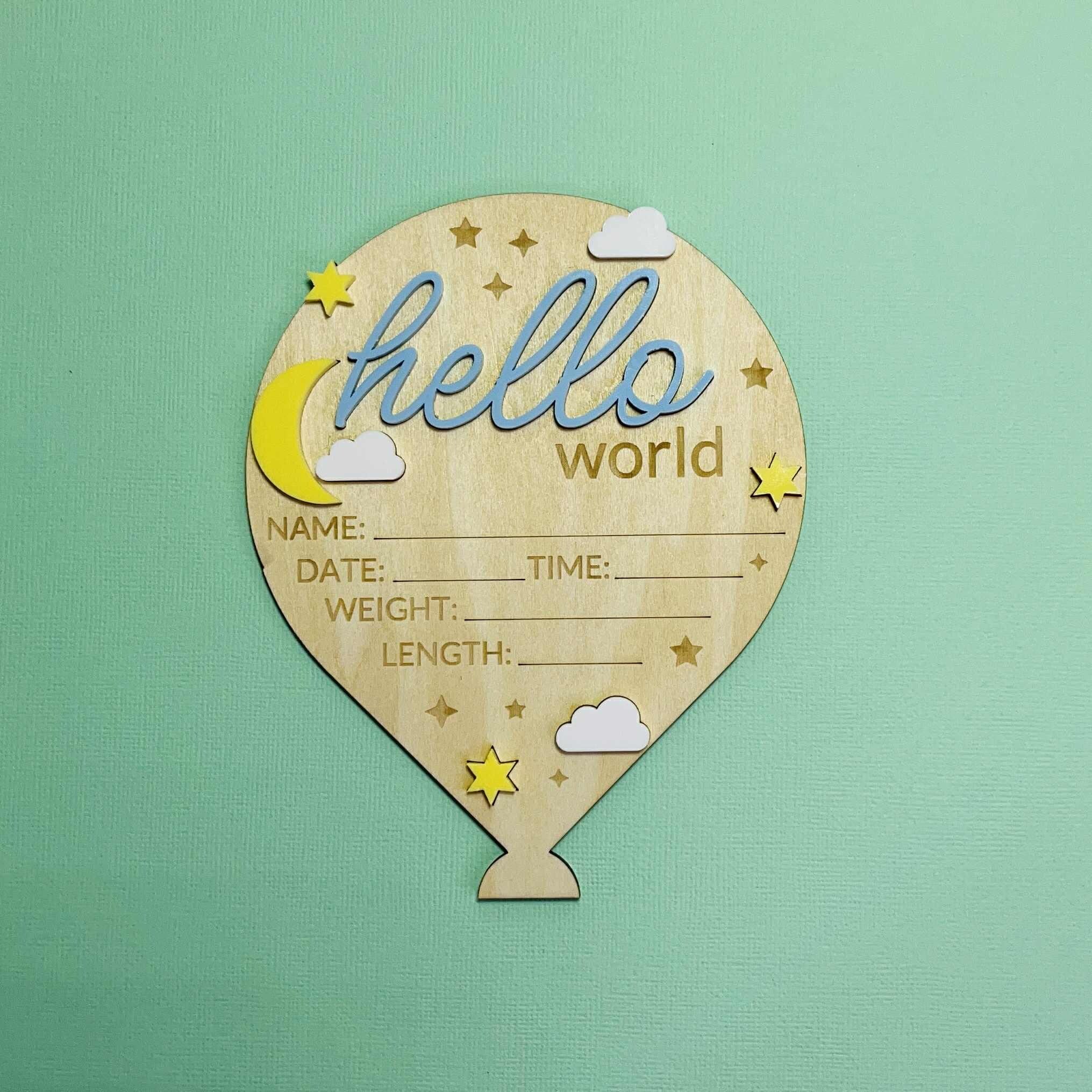 Hot Air Balloon Baby Announcement Plaque