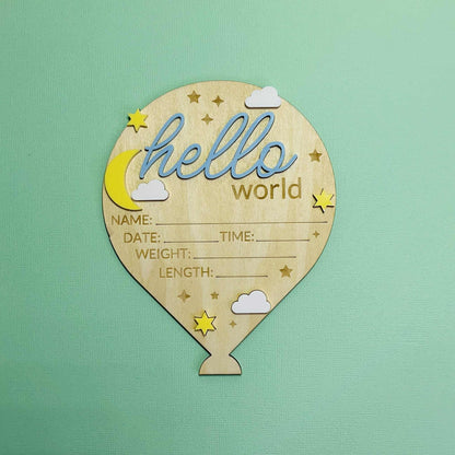Hot Air Balloon Baby Announcement Plaque