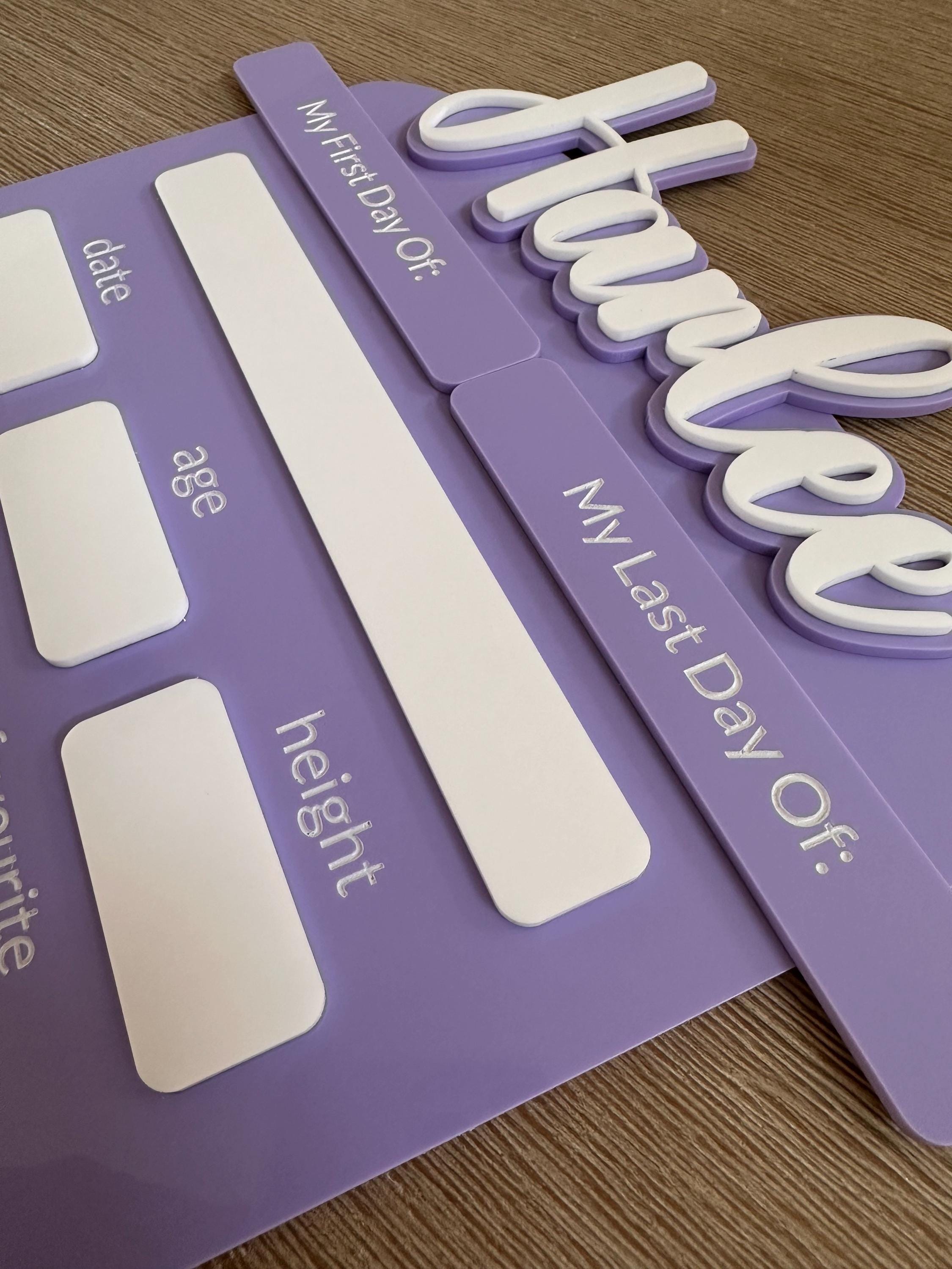 Personalised Acrylic First & Last Day Board