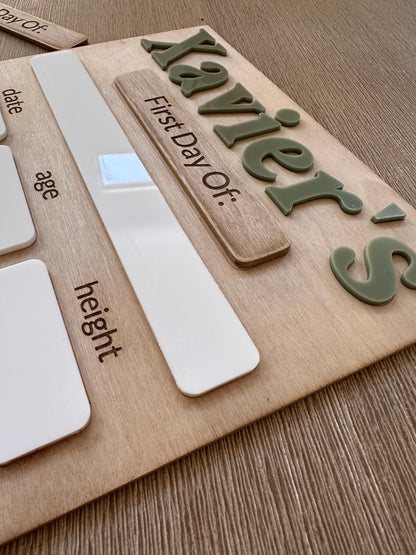 Personalised Timber First & Last Day of School Board
