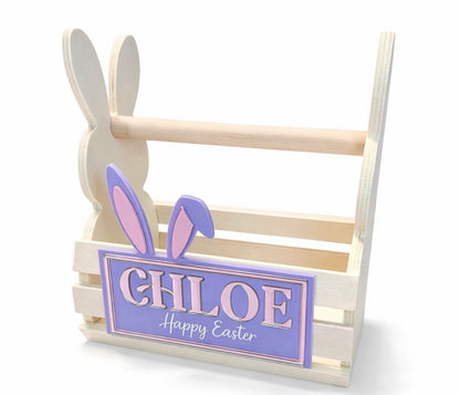 Personalised Easter Bunny Crate with Name Plaque