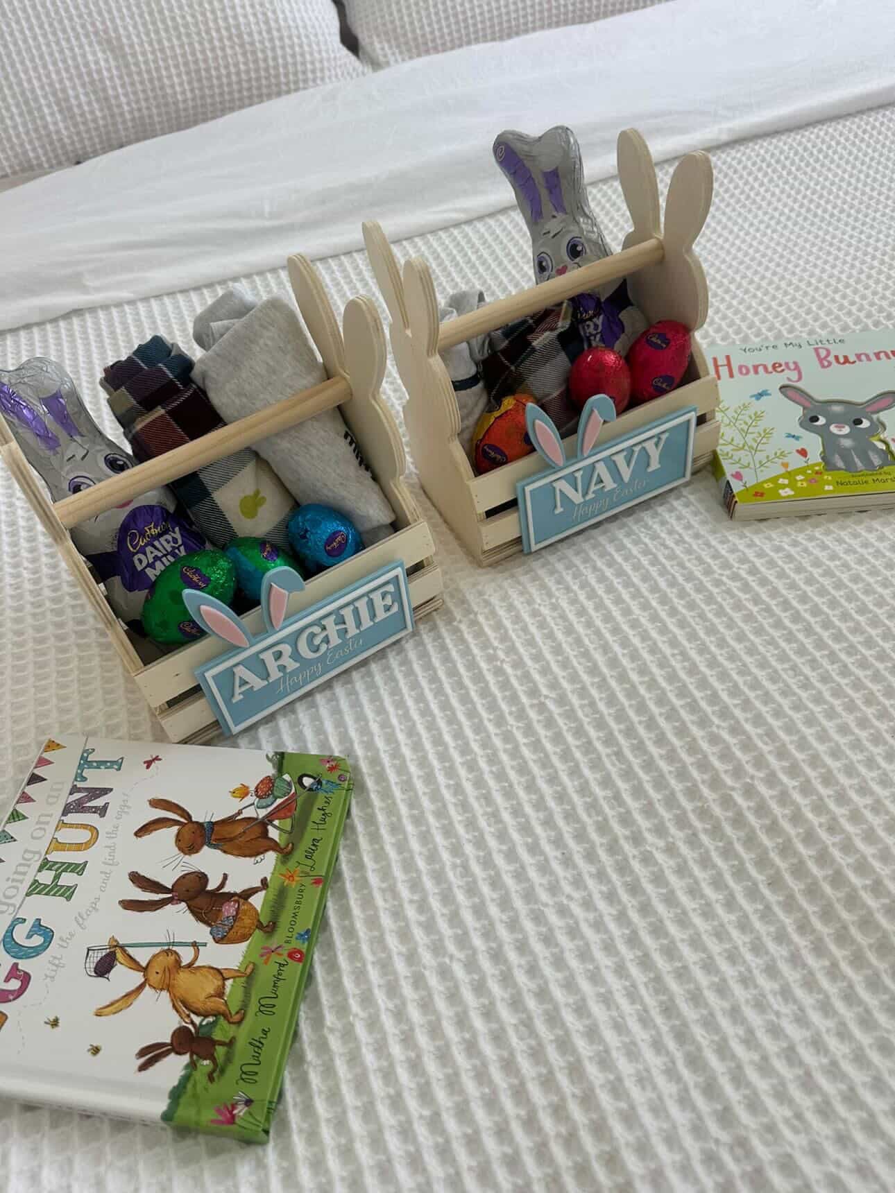 Personalised Easter Bunny Crate with Name Plaque