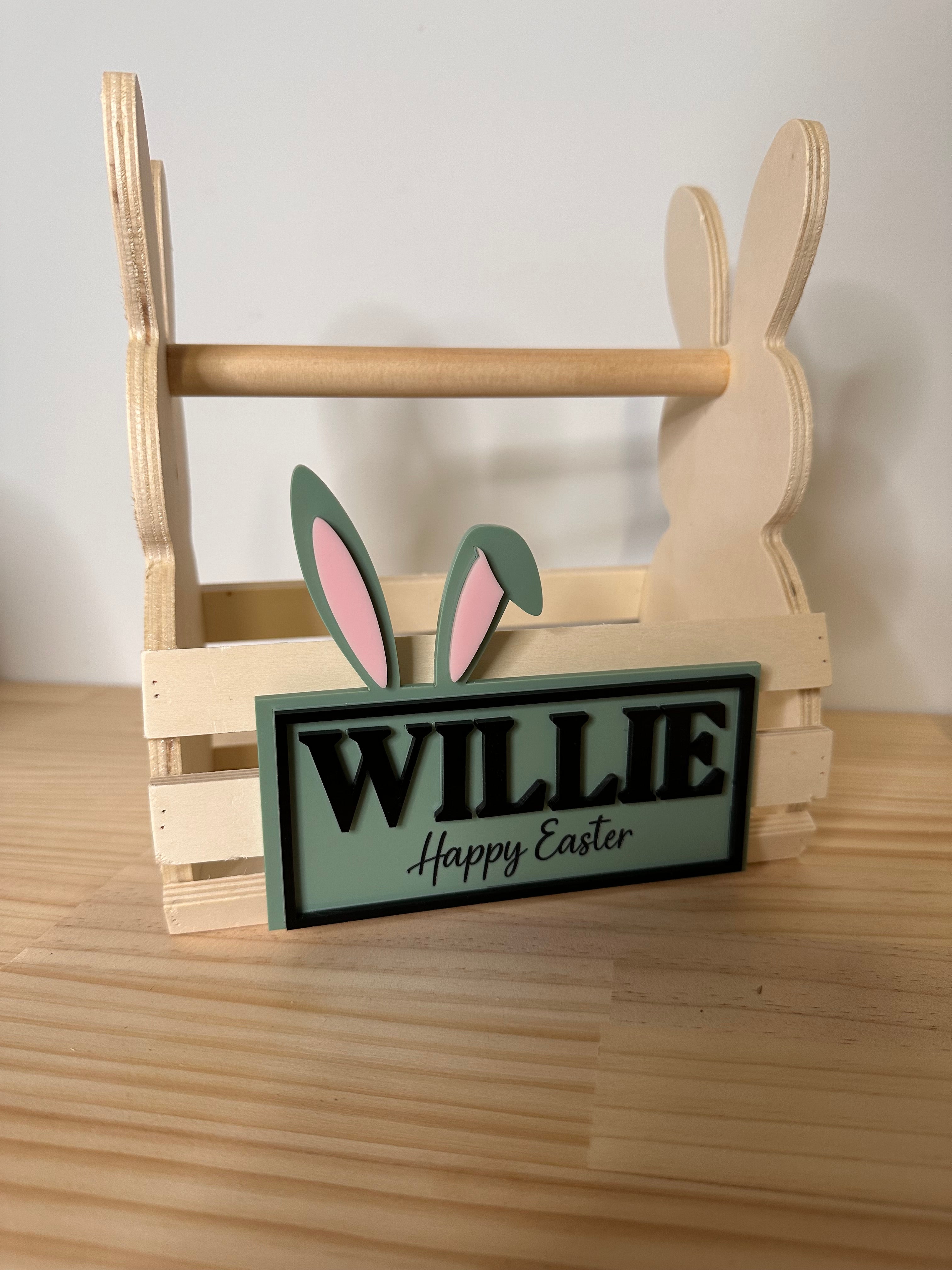 Personalised Easter Bunny Crate with Name Plaque
