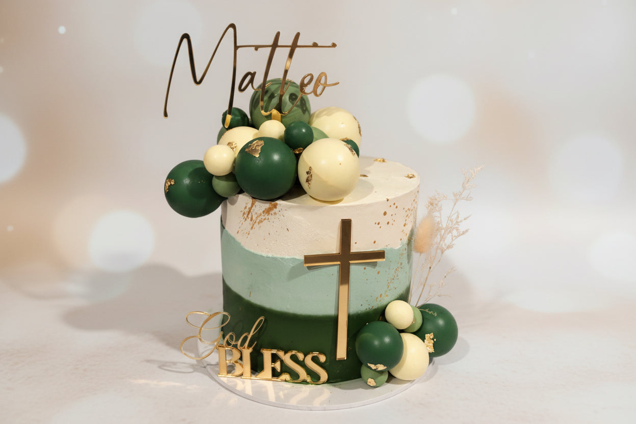 Baptism Christening 3 Piece Cake Topper Set