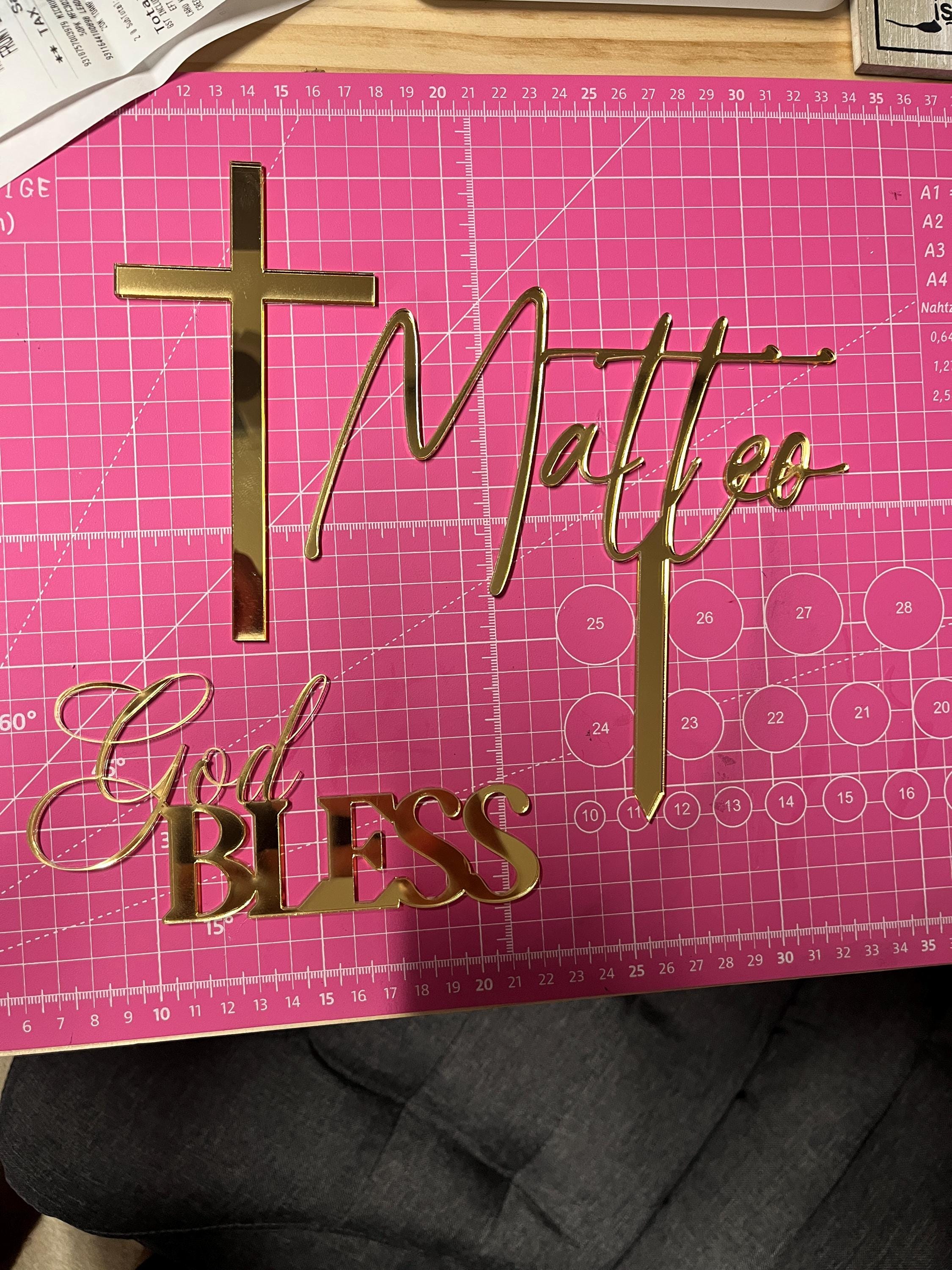 Baptism Christening 3 Piece Cake Topper Set