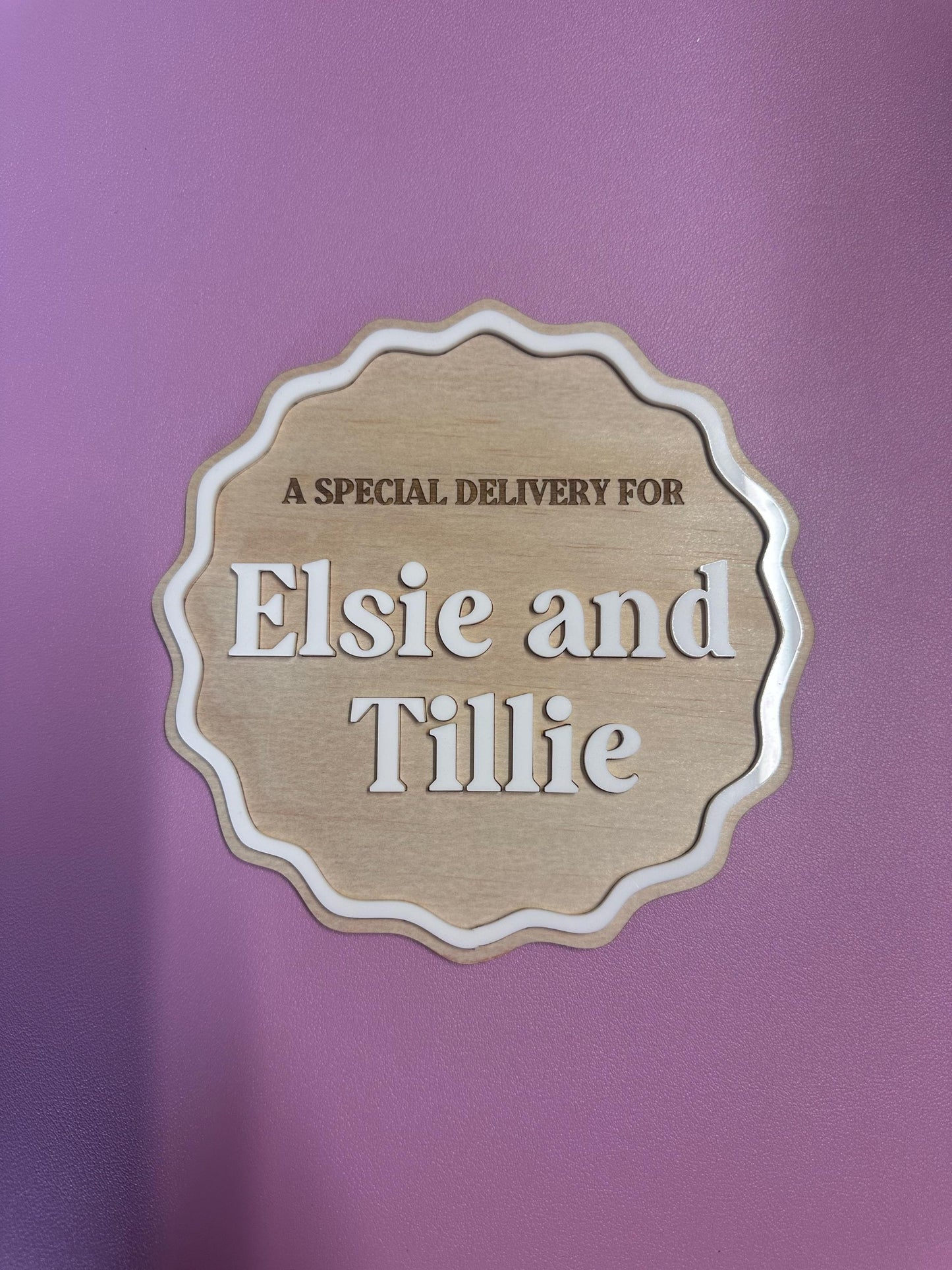 Personalised Christmas Special Delivery Plaque Acrylic and Wood Sign