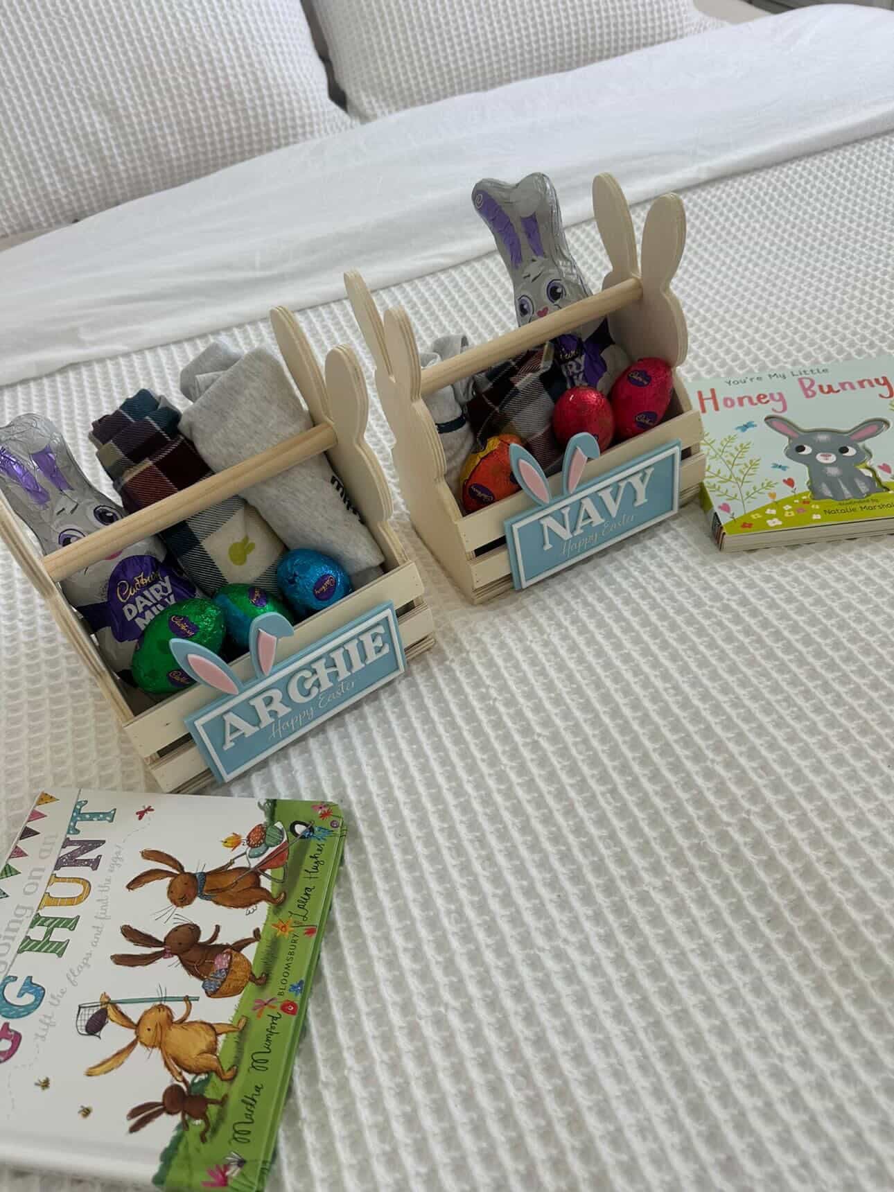Personalised Easter Bunny Crate with Name Plaque