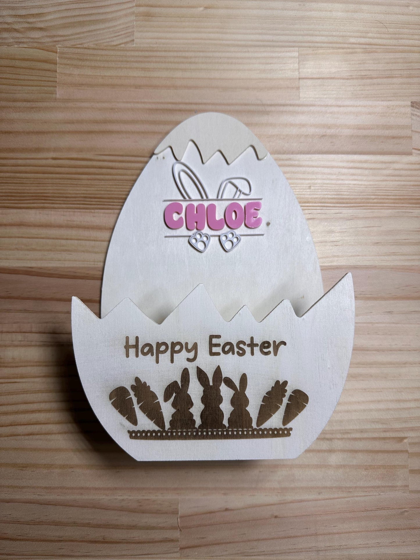 Personalised Wooden Cracked Easter Egg Gift