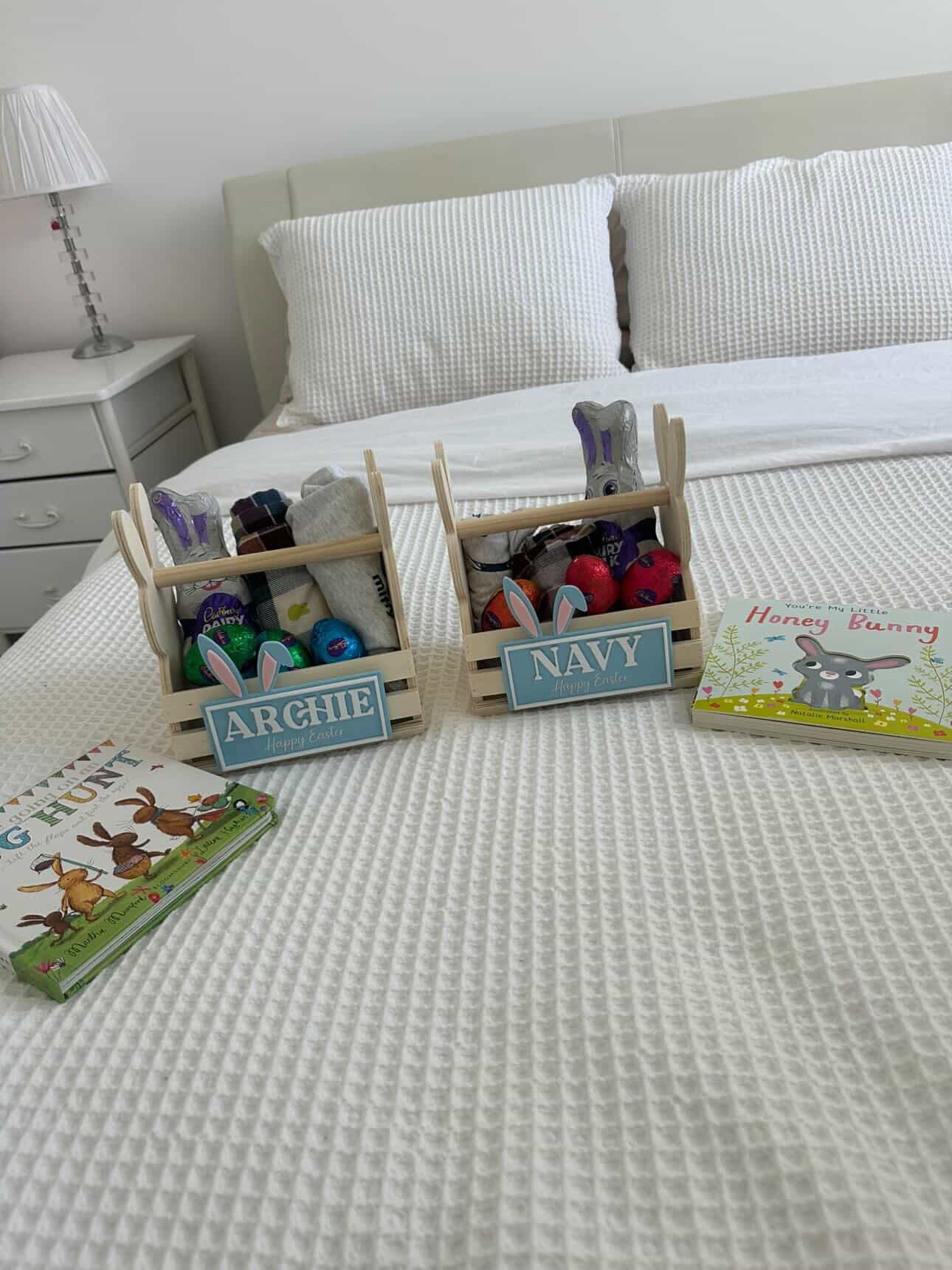 Personalised Easter Bunny Crate with Name Plaque