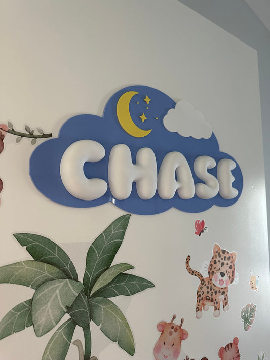 Personalised Cloud Name Sign with 3D Bubble Letters - FREE SHIPPING AUS