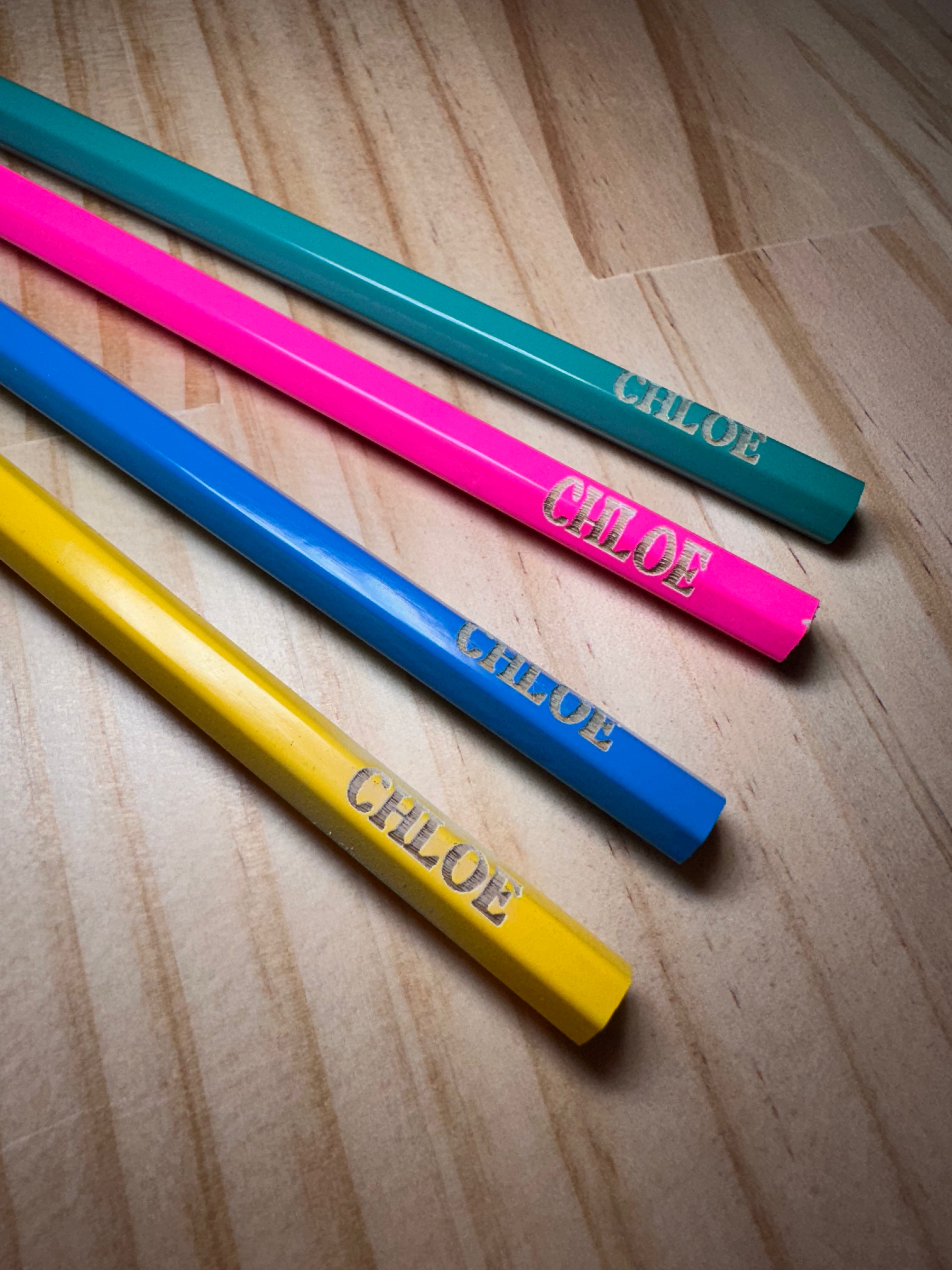 Personalised Engraved Name Coloured Pencils - Set of 10