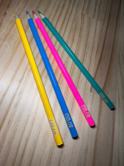 Personalised Engraved Name Coloured Pencils - Set of 10