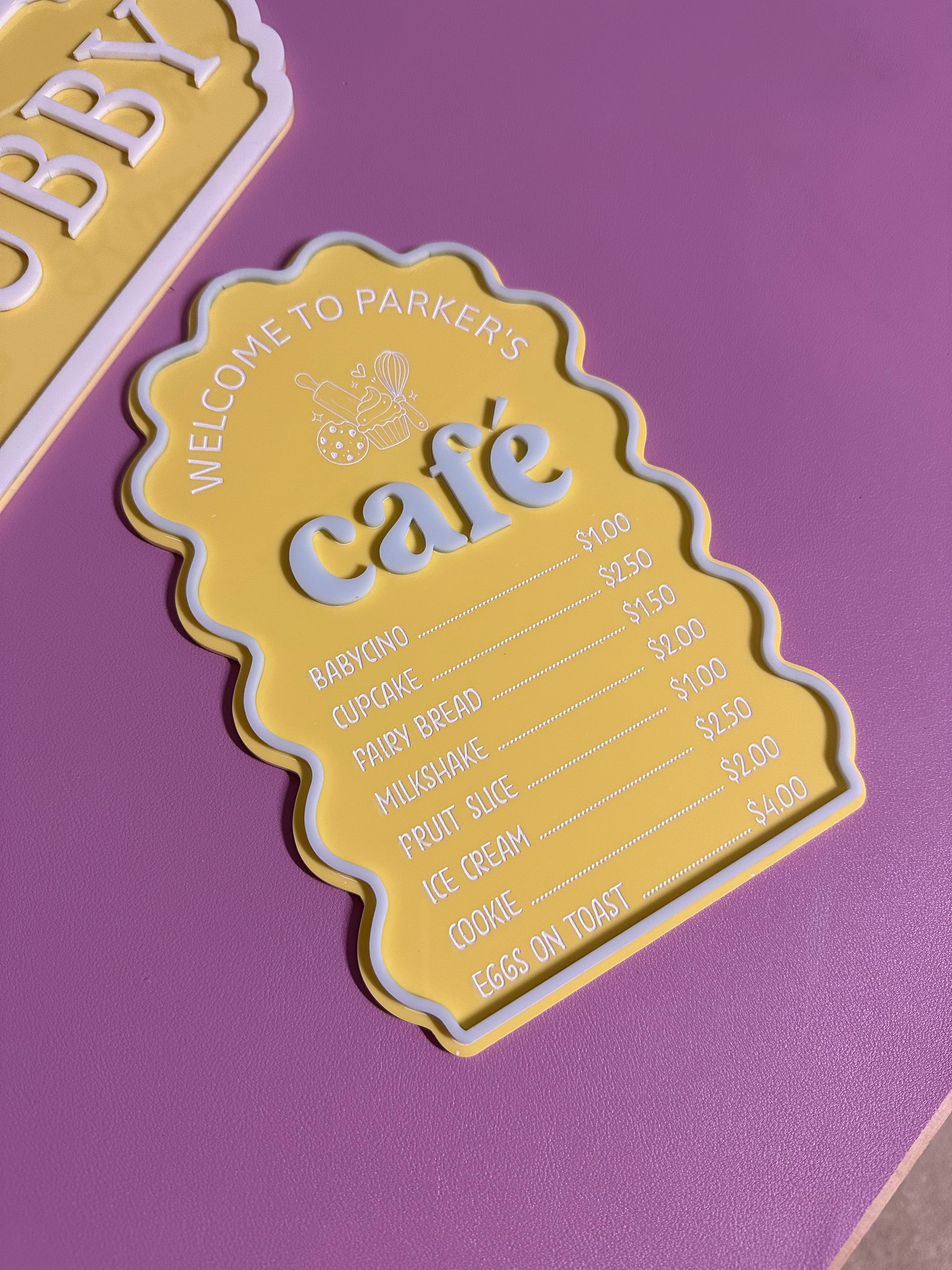 Custom Kids Café Menu Board