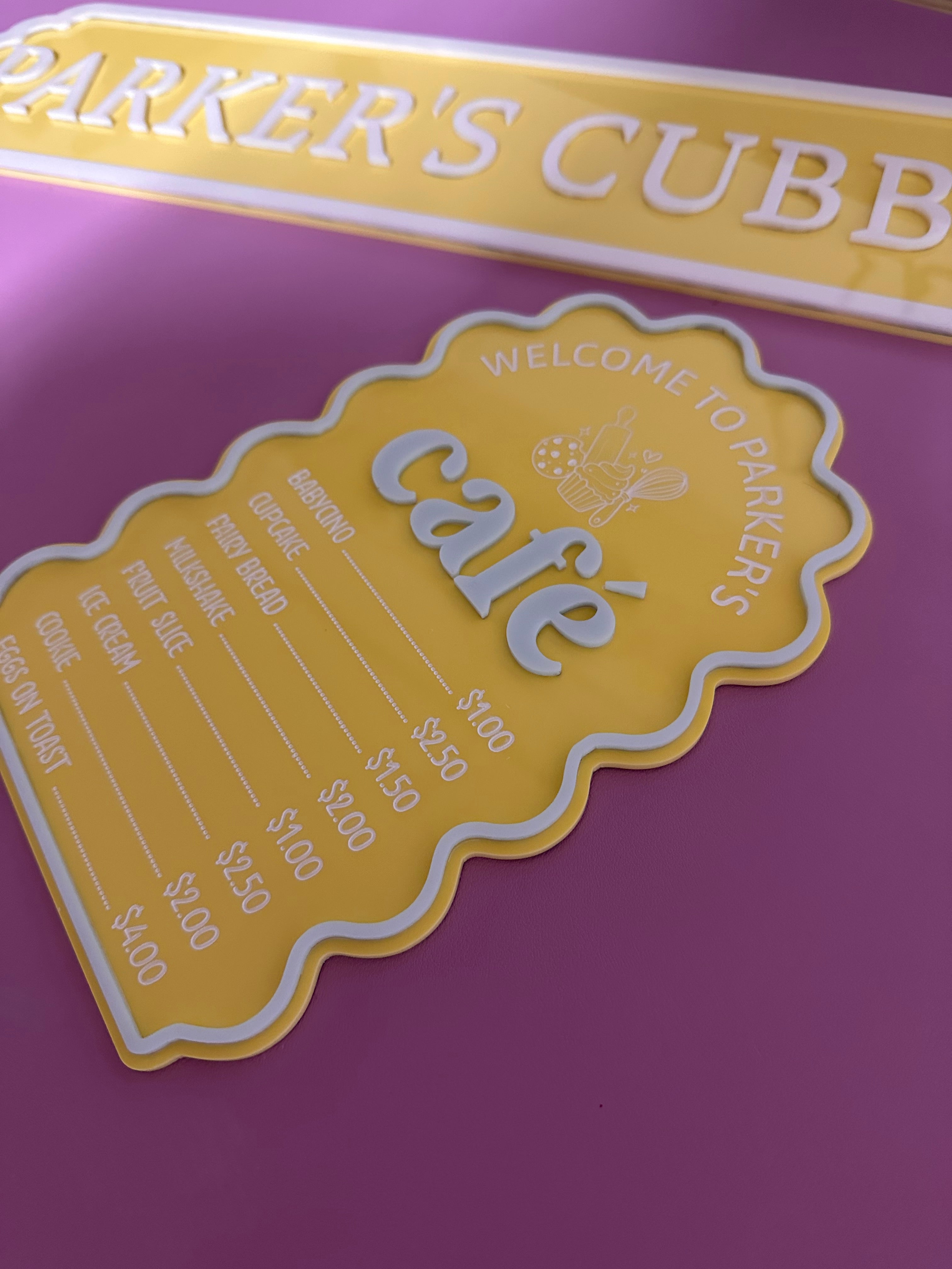 Custom Kids Café Menu Board