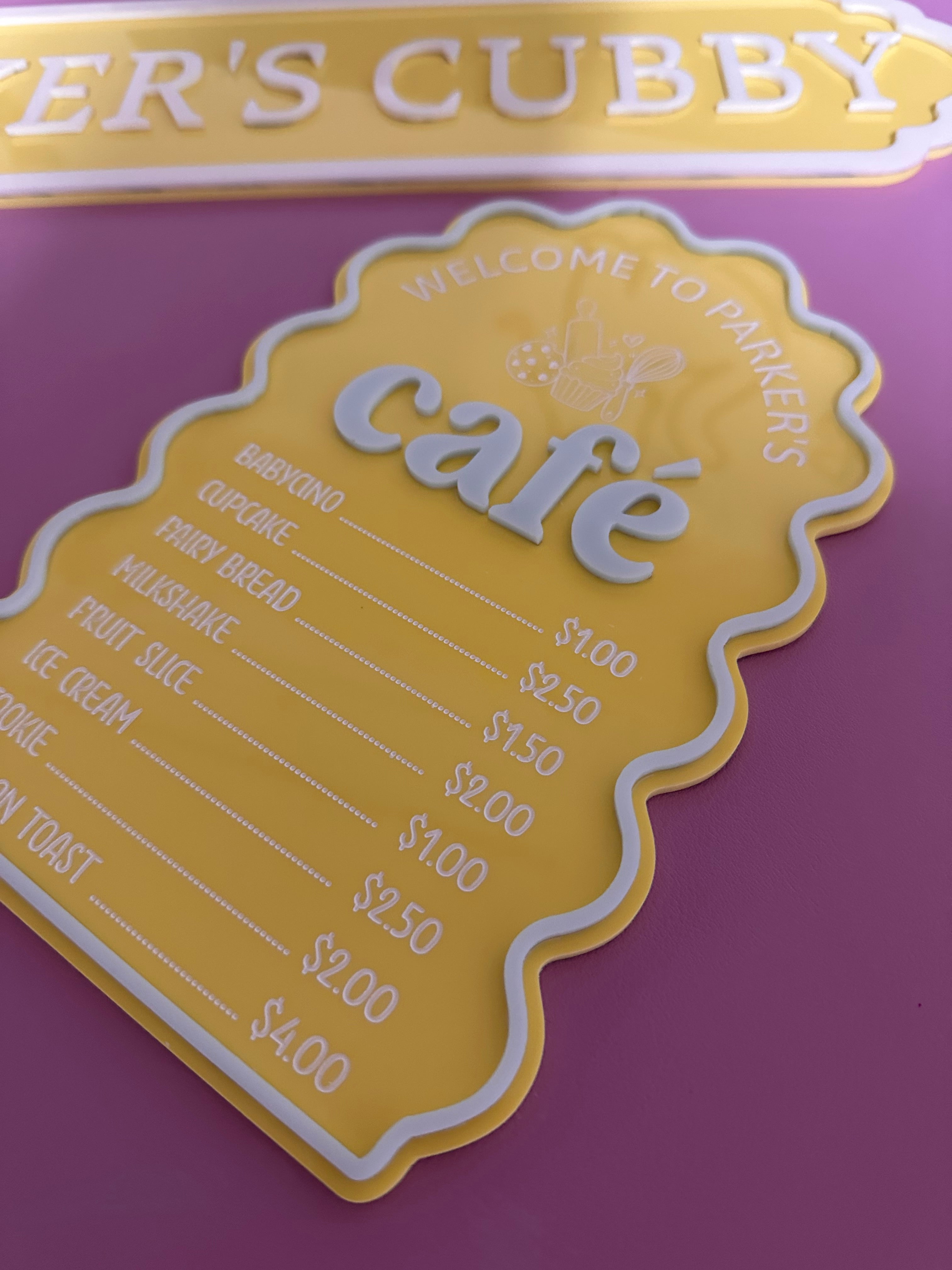 Custom Kids Café Menu Board