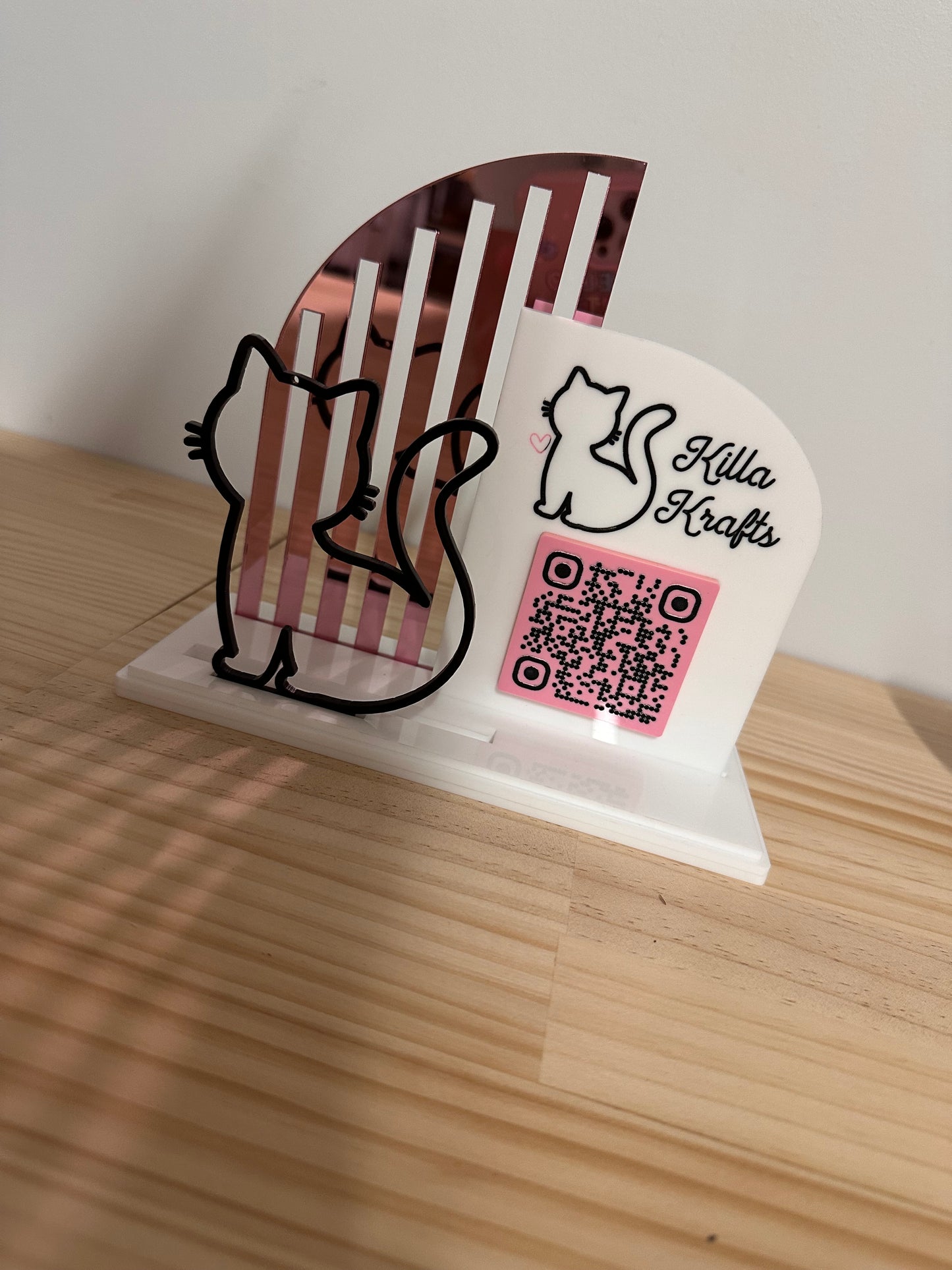 Custom Business Logo Display Stand with QR Code, Business Card & Earring Holder