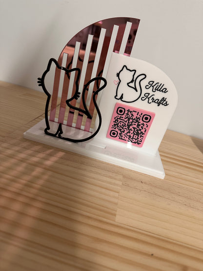 Custom Business Logo Display Stand with QR Code, Business Card & Earring Holder