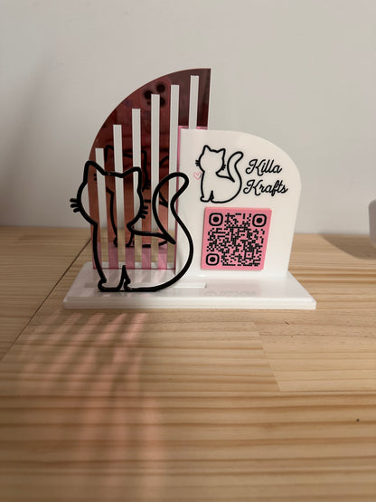 Custom Business Logo Display Stand with QR Code, Business Card & Earring Holder