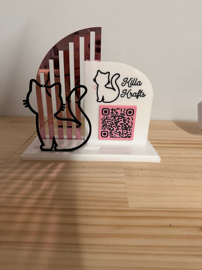Custom Business Logo Display Stand with QR Code, Business Card & Earring Holder