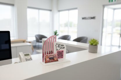 Custom Business Logo Display Stand with QR Code, Business Card & Earring Holder