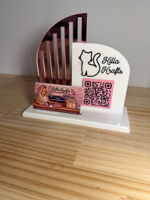 Custom Business Logo Display Stand with QR Code, Business Card & Earring Holder