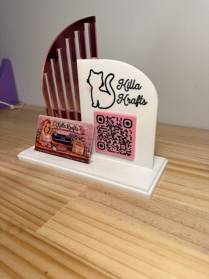 Custom Business Logo Display Stand with QR Code, Business Card & Earring Holder