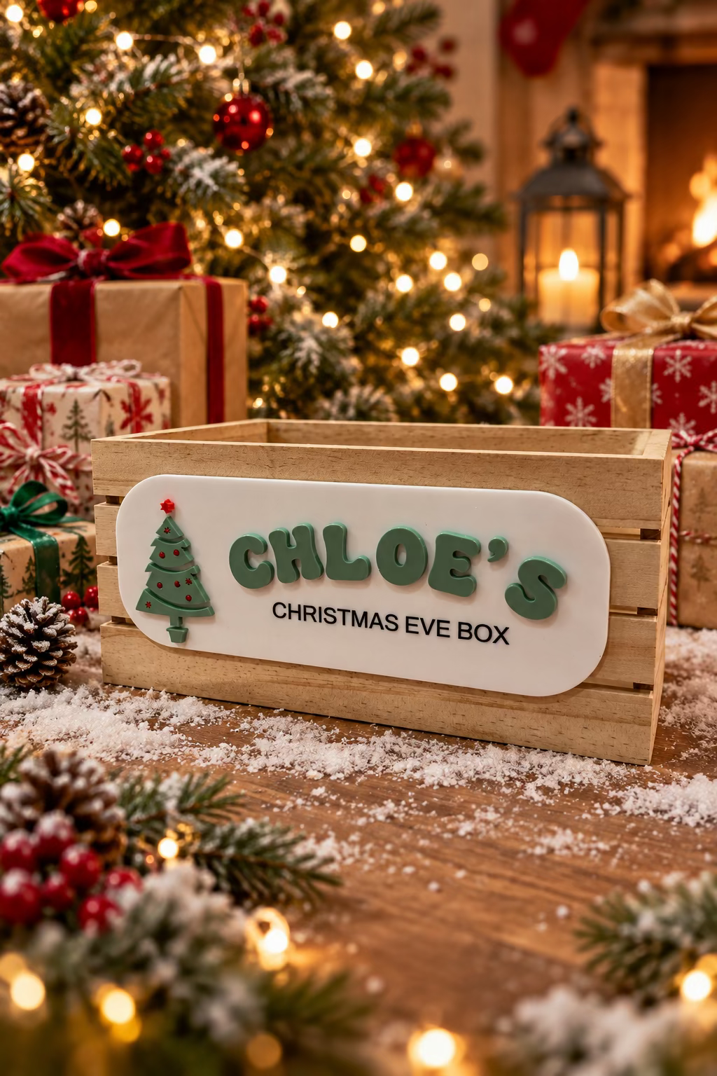 Small Personalised Christmas Eve Box with Acrylic Sign - CRATE INCLUDED