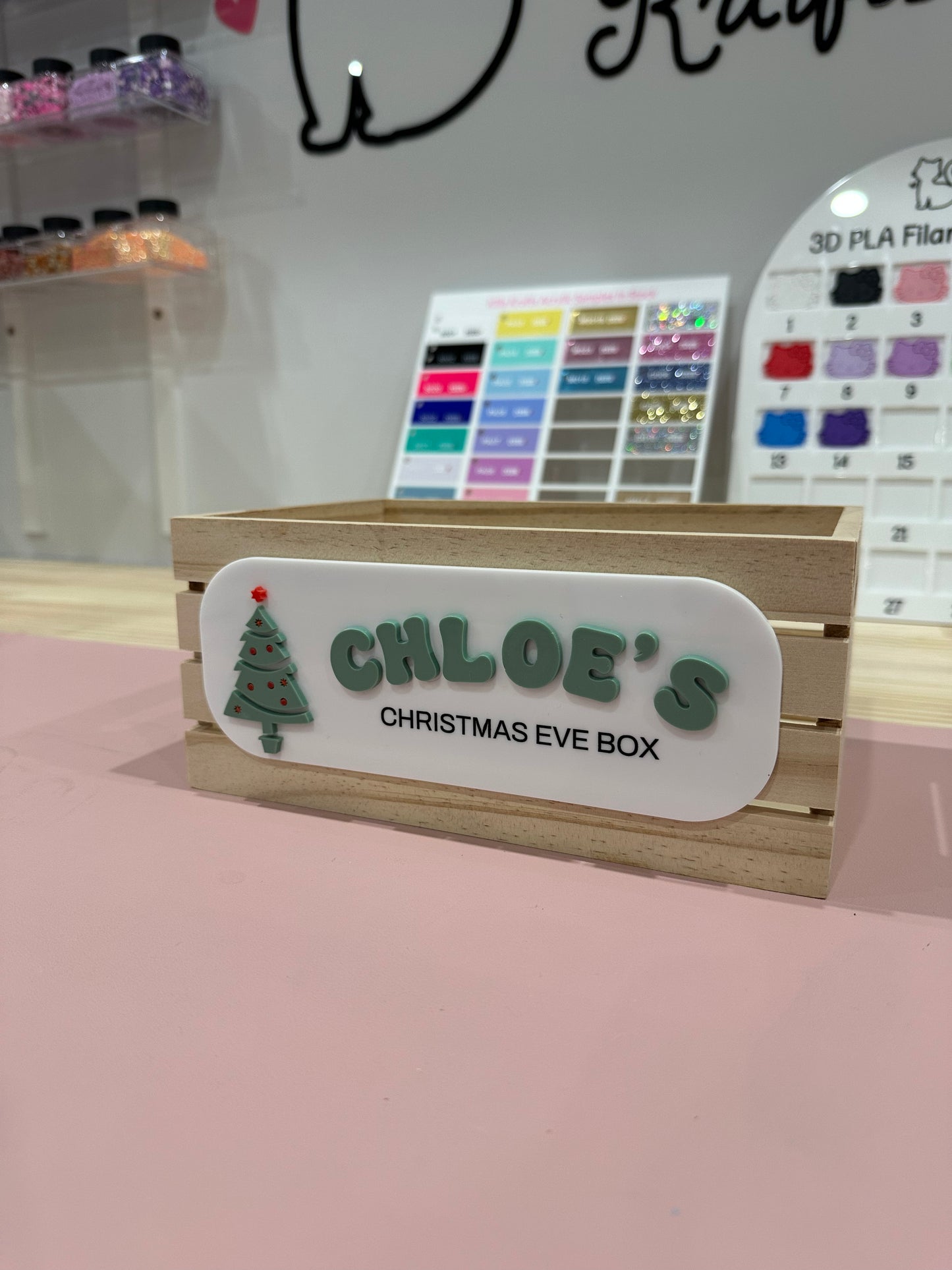 Small Personalised Christmas Eve Box with Acrylic Sign - CRATE INCLUDED