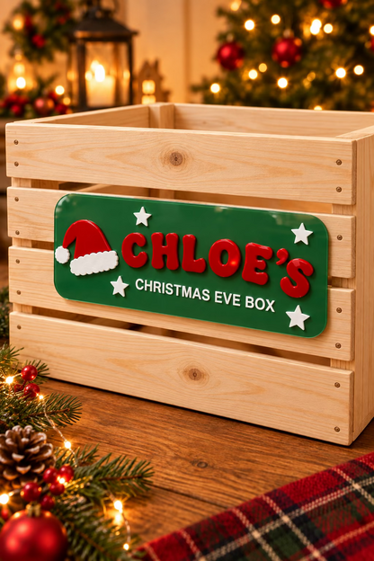 Large Personalised Christmas Eve Box with Acrylic Sign - PICK UP ONLY - WITH CRATE