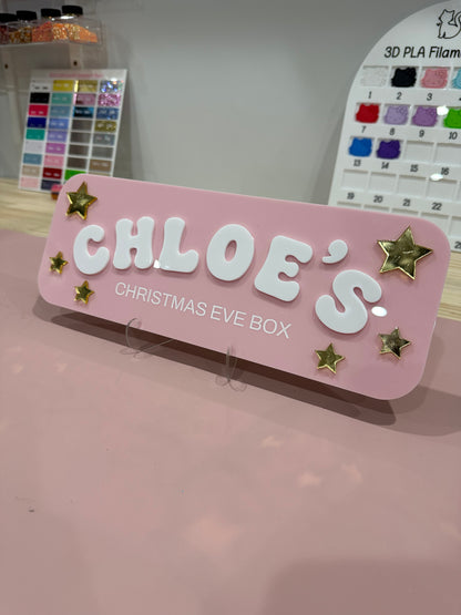 Large Personalised Christmas Eve Box with Acrylic Sign - PICK UP ONLY - WITH CRATE