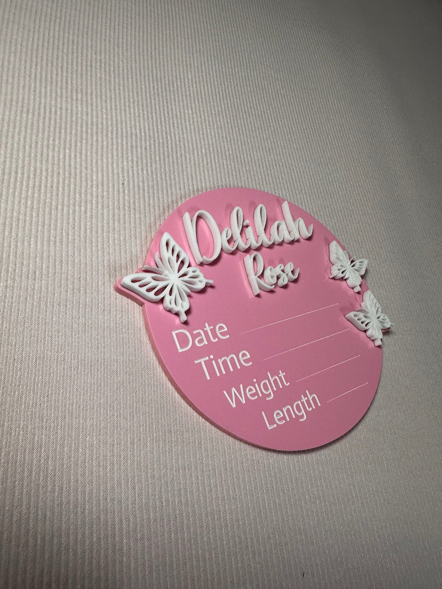 Personalised Acrylic Birth Plaque – Butterfly Design