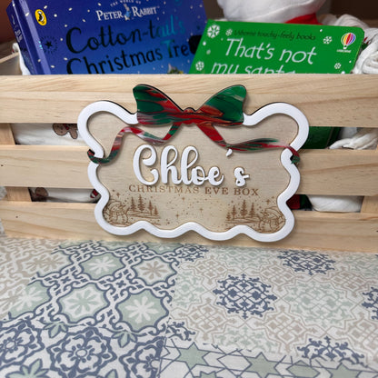 Personalized Christmas Eve Box Plaque - Acrylic and Wood Sign - SIGN ONLY